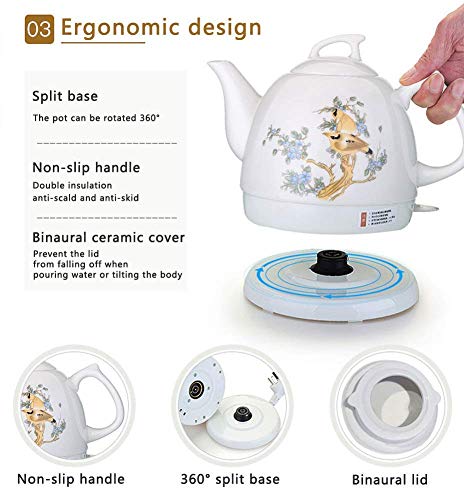 Hervidor Eléctrico Cerámico Blanco 1.0L 1000W miniatura 2