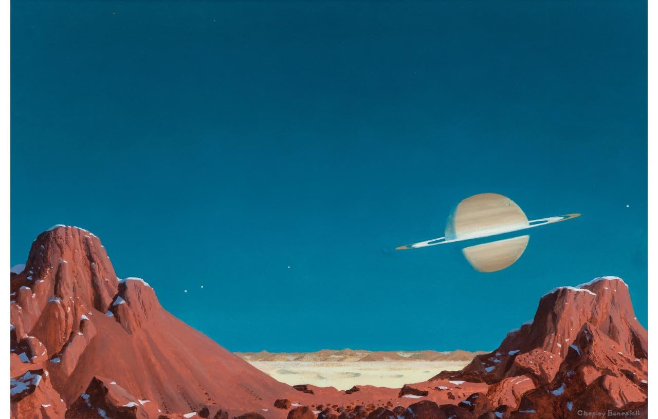Unicorn Posters Multicolour A1 Poster (33/24 Inch) (84/60 Cm) - Chesley Bonestell Saturn From Titan 1978