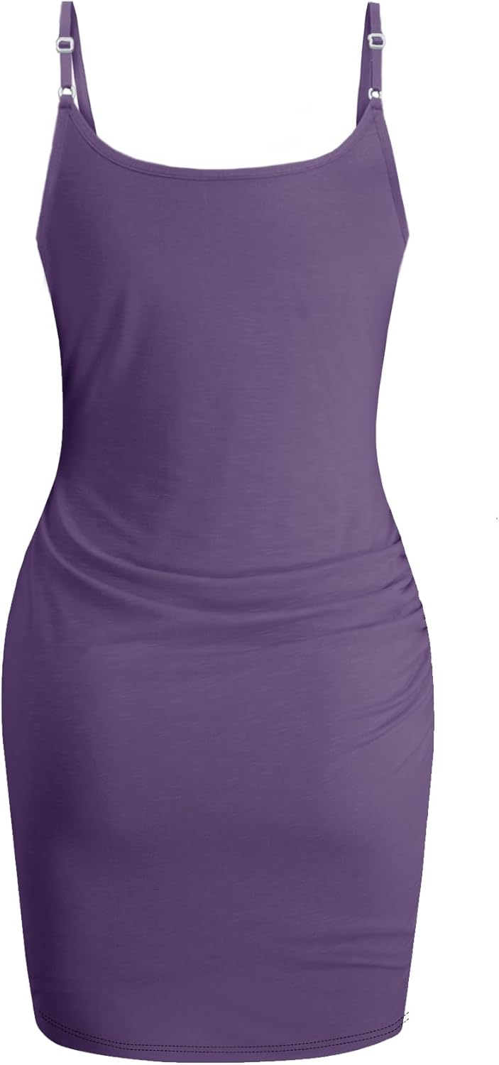 AUXDIO Women Summer Bodycon Dresses Casual Spaghetti Strap Sleeveless Ruched Wrap 2026 Party Club Mini Dress - Image 5