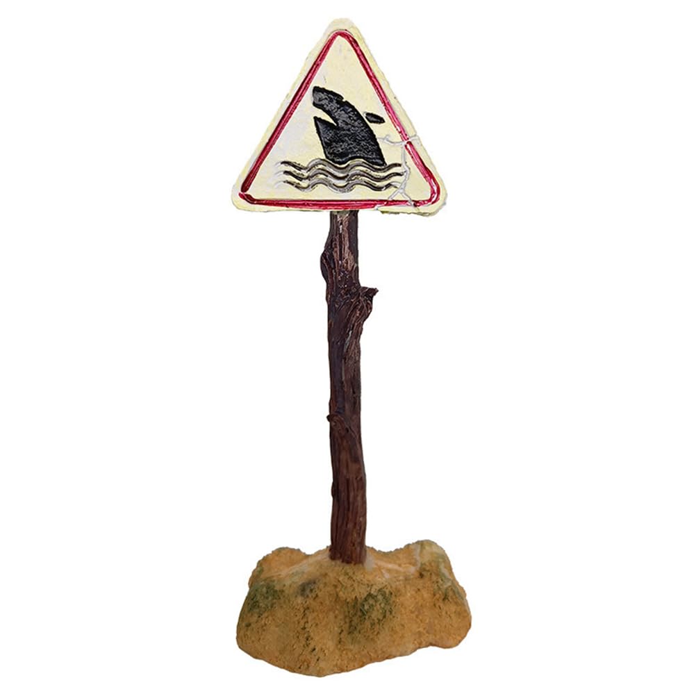 YAMSLAM Fish Tank Creative Resin Warning Sign, Shark Skull Stop Warning Sign, Landscape Decoration for Aquarium Fish Tank Home