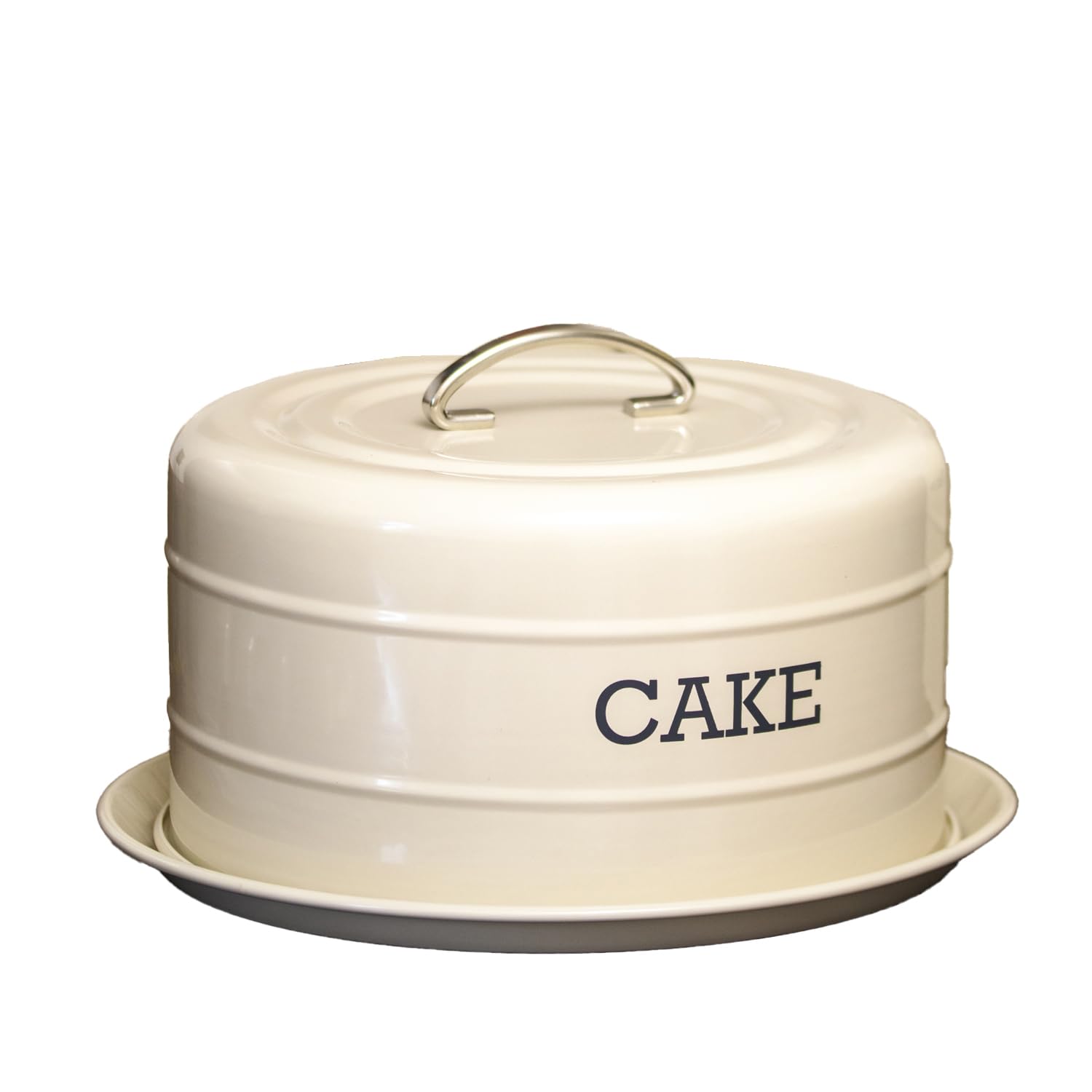 Darthome Antique Cream Dome Cake Tin Carbon Steel Airtight Lid Round Kitchen Food Storage