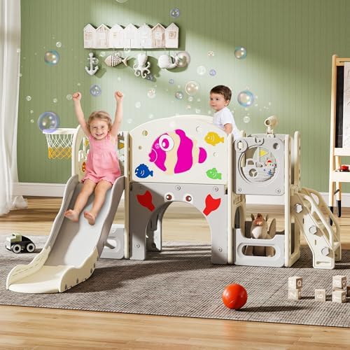 NYEEKOY 8 in 1 Toddler Slide, Toddler Playground and playset