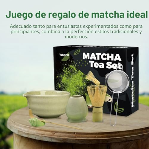 Miniatura 7 de Yujuvi Té Matcha Kit De Ceremonia Japonesa Matcha Set 6 Piezas Batidora De Matcha De Bambú, Cuenco De Matcha, Cuchara,Portacucharas, Kit De Ceremonia Matcha Color De Matcha Kit 6 Pcs