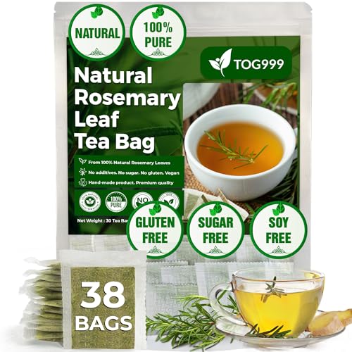 Image of Premium Tea, Improve Digestion, Support Brain, Weight, Skin and Sleep, Eco-Conscious Tea Bags and Premium Natural Ingredients. No Sugar, No Caffeine, No Gluten, Vegan. (38 Bags, Rosemary)