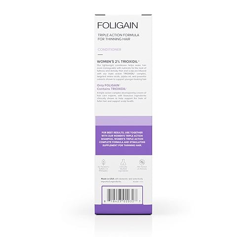 Miniatura 6 de Foligain Acondicionador de triple acción para adelgazar el cabello, acondicionador voluminizador para mujeres, 8 onzas líquidas.