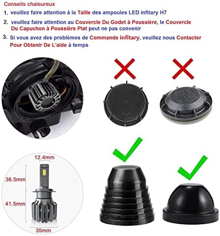 INFITARY H7 LED Headlight Bulbs Canbus Error Free 110W 26000LM 6500K CSP Car Truck HeadLamp High Low Beam Extra 4Pcs H7 Bulb Retainer Holder Adapter for VW/Mercedes-Benz/Audi/BMW/Buick/Hyundai/Nissan