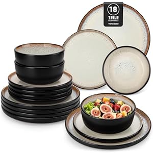Service de Table 18 Pièces VANCASSO AMBER pour 6 Personnes, en Grès