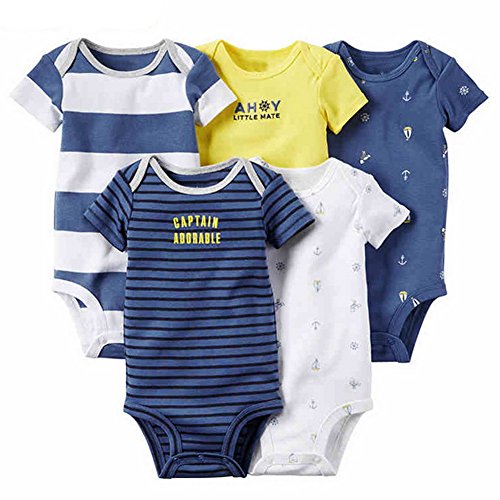 Odziezet Body da Unisex Neonato Bimbo a Manica Corta Estivo Confezione da 5 Pezzi,0-24 Mesi
