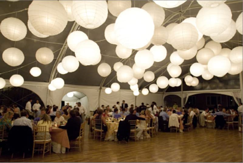 5 x Lampion B1 Schwer Entflammbar Weiß 60 cm - Große Papierlaternen aus Papier Laternen Set für Party Deko Hochzeit Geburtstag Rund Dekoration zum Aufhängen