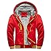 RYTEJFES Pull à capuche en peluche pour homme - Doublure intérieure avec fermeture éclair - Veste d'hiver à capuche - Polaire à l'intérieur - Manteau - Veste épaisse et chaude, rouge, XL
