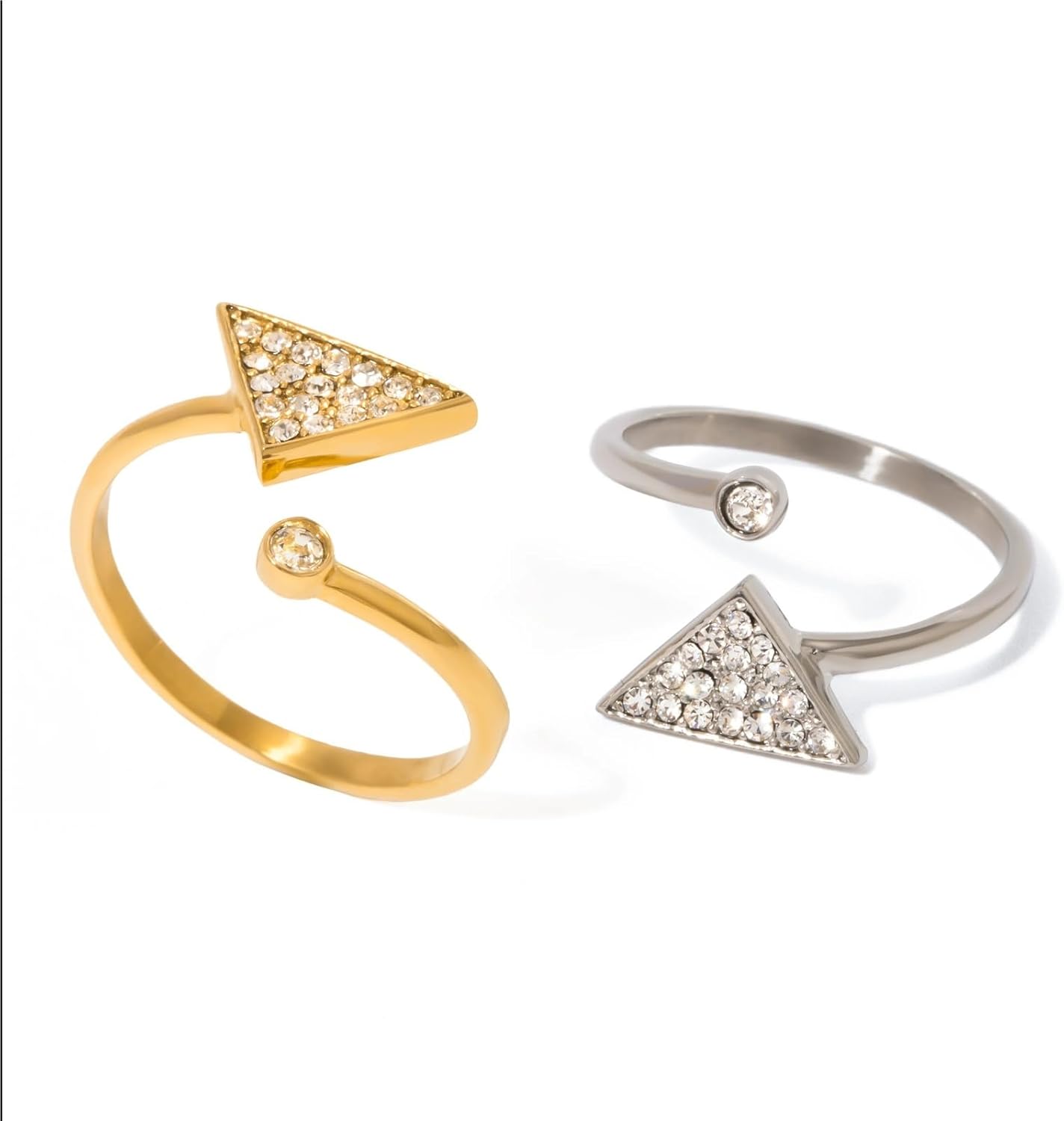 Geometric Interlocking Adjustable Ring Rhinestone Inlaid Metal Trendy Luxury Jewelry Wedding Engagment Gift 1Pcs