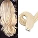 Produktbild Komfami Remy Tape in Haarverlängerung Menschliches Haar Glattes Haar Hauteinschlag Kleber in Hair Extension 20 Stück Pro Packung (45cm, 613 Bleichblond)