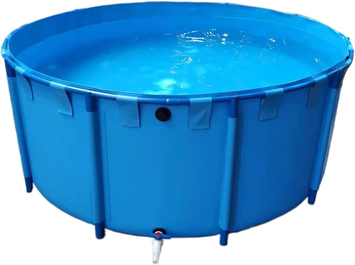Metal Framed Pools for Toddler Adults Baby, Blue Plastic Indoor Outdoor Family Clearance Pools/Above-Ground Pools, Saltwater Pool with Drain Valve, 1 2 3 4 5 6 7 8 9 10 M Diameter (Color : D x H, Si