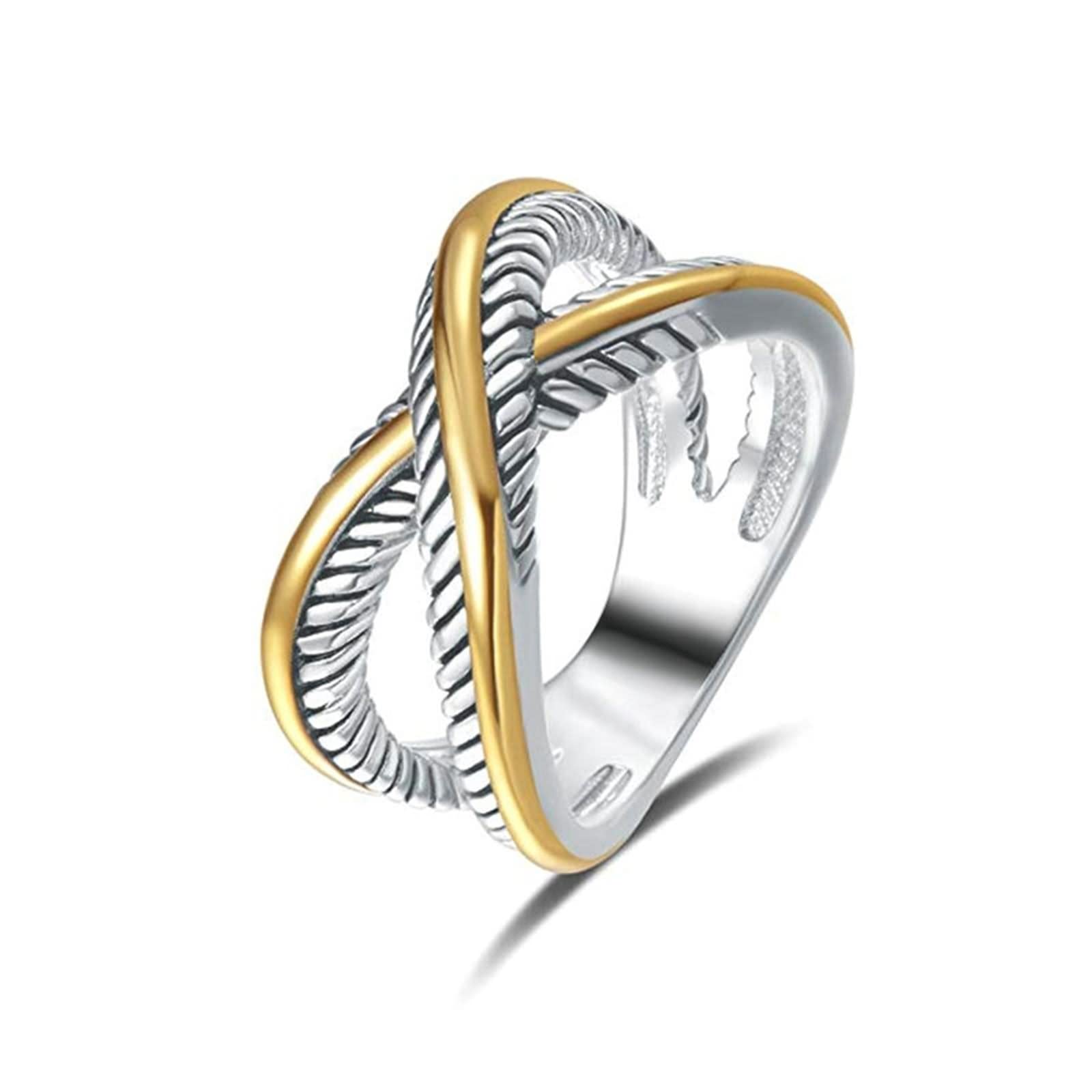 Anello Intrecciato Cavo, Fascia con Nodo Multicolore Placcato Argento per Donna Compleanno Ringraziamento L1/2 N1/2 P1/2 R1/2