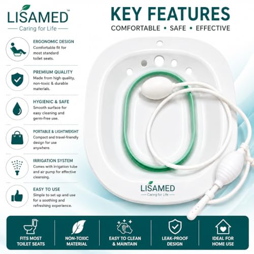 Image of Sitz Bath for Toilet Seat with Irrigation Tube & Air Pump | Portable Hemorrhoids, Piles, Fissure & Postpartum Relief Sitz Bath Basin