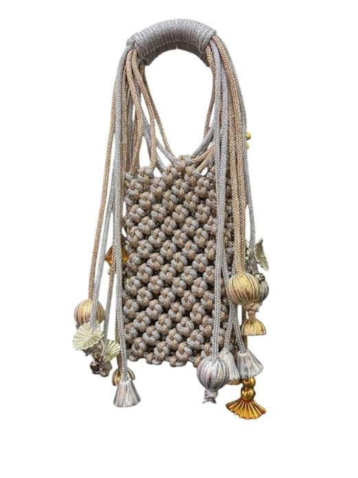 Ethnic Beaded Potli Bag for Women | Handcrafted Mini Tassel Clutch Purse | Perfect for Wedding & Festive Occasions (Gold, Silver, Copper)-image-36