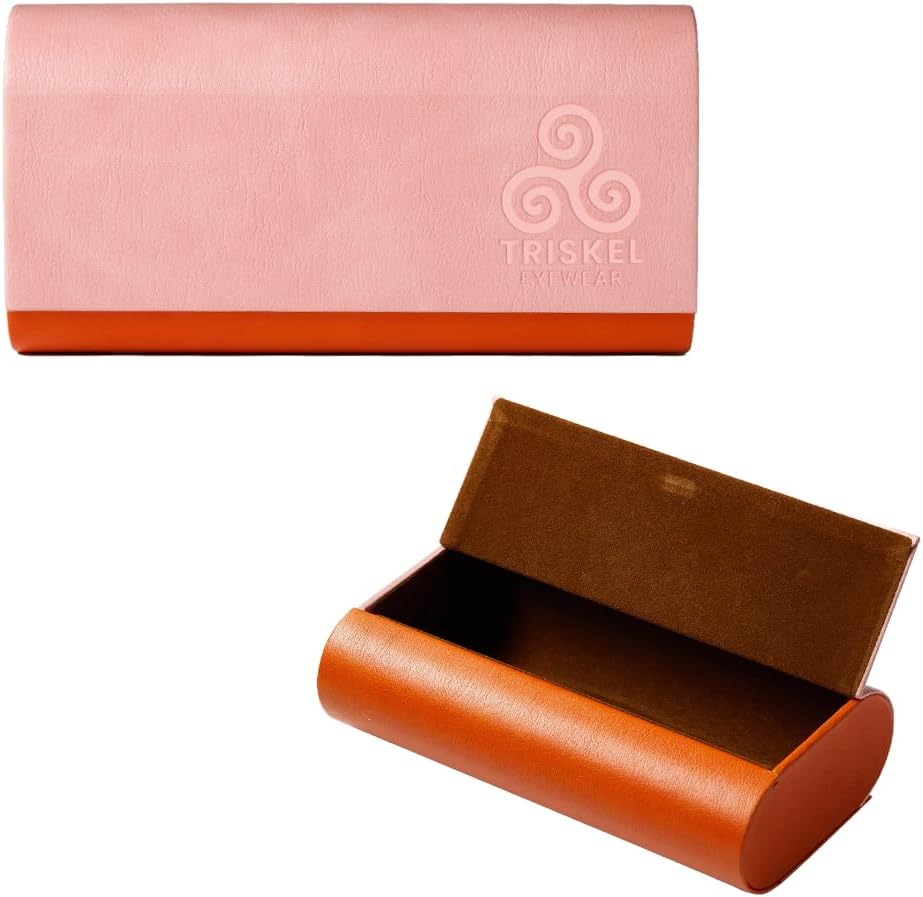 Dual Glasses Case, 2-in-1 Hard Shell PU Leather Case for Eyeglasses, with Magnetic Closure for Men & Women