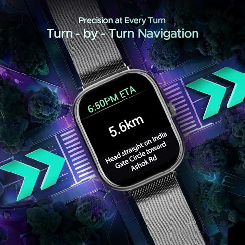 Image of Boat Wave Sigma 3 w /Turn-by-Turn Navigation, 2.01 inch (5.1 cm) HD Display, Bluetooth Calling, Crest+ OS, QR Tray, Watch Face Studio, Coins, Emergency SOS Smart Watch for Men & Women(Metal Grey)