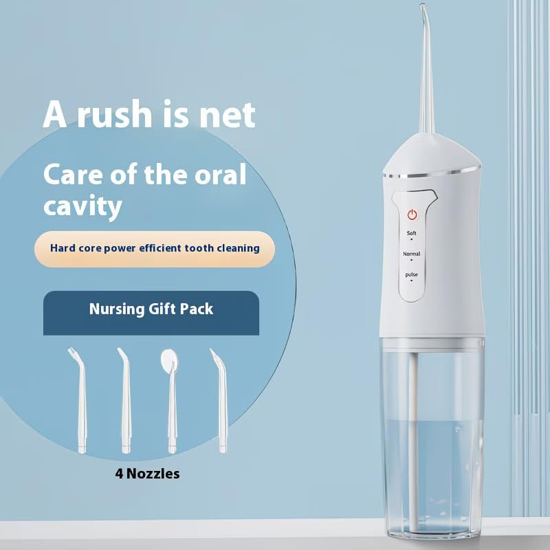 Image of Portable Oral Irrigator Water Flosser for Teeth Cleaning, Rechargeable Cordless Dental Flosser with 3 Cleaning Modes, 220ML Water Tank, Waterproof USB Charging Oral Care Device for Adults & Kids