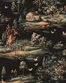 BOKEBEVE Vintage Wallpaper Peel and Stick Moody Contact Paper Tree Forest Village Woodland Wall Paper for Shelf Liner Drawer Cabinet Countertop Removable 17.5 x 118In
