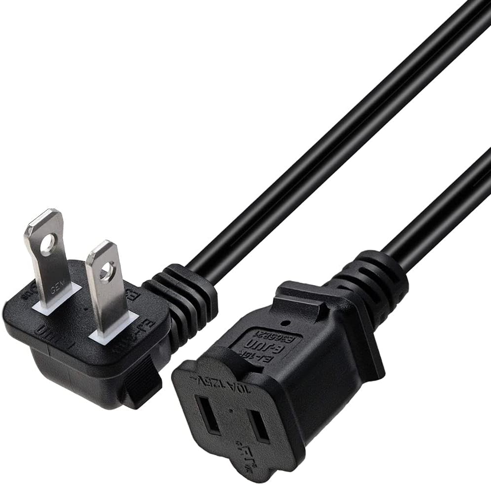 Toptekits Polarized US 2-Prong Extension Cord,5ft/1.5m, Elbow Plug NEMA 1-15P to 1-15R Extension,2 Prong Cord Extender 90 Degree Outlet Adapter for String Light & Chrismas Light (5ft/1.5m, Elbow)
