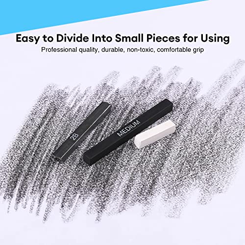 Dyvicl Compressed Graphite Charcoal Sticks, Square Black White Charcoal For Sketching, Drawing, Shading, Blending, Pack Of 18 #TOP3