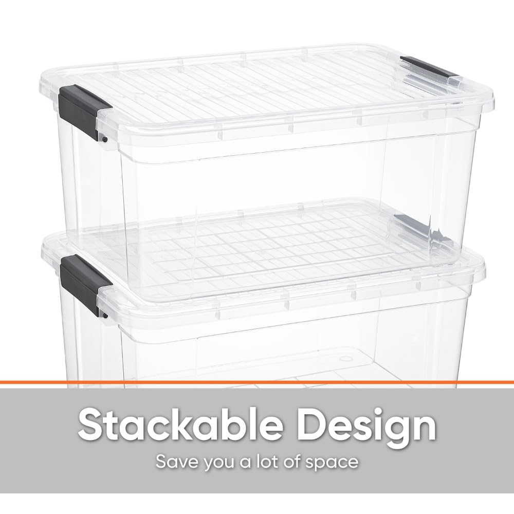 Superio Boîte de rangement transparente avec couvercle, bacs en plastique pour organisation, caisses empilables, sans BPA, non toxique, sans odeur, organiseurs pour la maison, le bureau, l'école et le