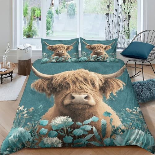 Housse de couette Highland 220x240 cm avec 2 taies d'oreiller en microfibre