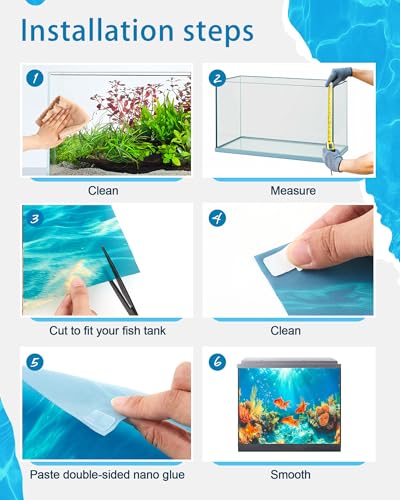 Image of Mindsoft 4 Pack Aquarium Background Polyester 11.8 x 11.8 Inch Cloth Fish Tank Background Undersea Corals Sunshines Rock Aquatic Plants Wallpaper with Double-Sided Tape