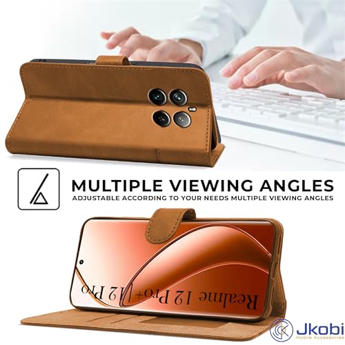 Image of Jkobi Flip Case Cover for Realme 12 Pro Plus | Realme 12 Pro (Stitched Leather with Magnetic Closure)