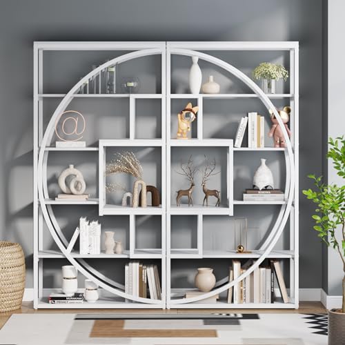 Image of Tribesigns Bookshelf, Modern 5-Tier Etagere Bookcase, 70.8 inch Tall Bookshelf with 8 Open Storage Shelf, Book Shelf Display Tack Shelving Unit for Home Office Living Room, White