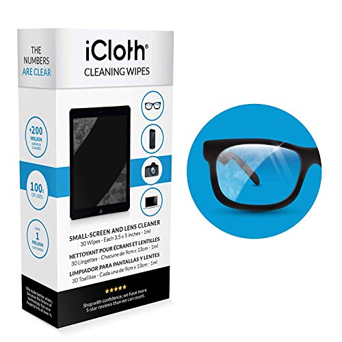 iCloth Lens and Screen Cleaner Pro-Grade Individually Wrapped Wet Wipes, Wipes for Cleaning