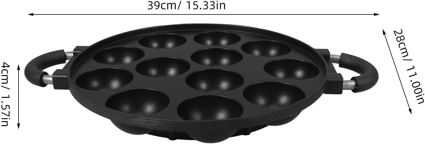 BETOOKY Takoyaki Plate: Octopus Meatballs Frying Pan 12 Grid Cooking Pan - Non Stick Round escargot Plate Octopus Ball Maker for Home & Commercial Use