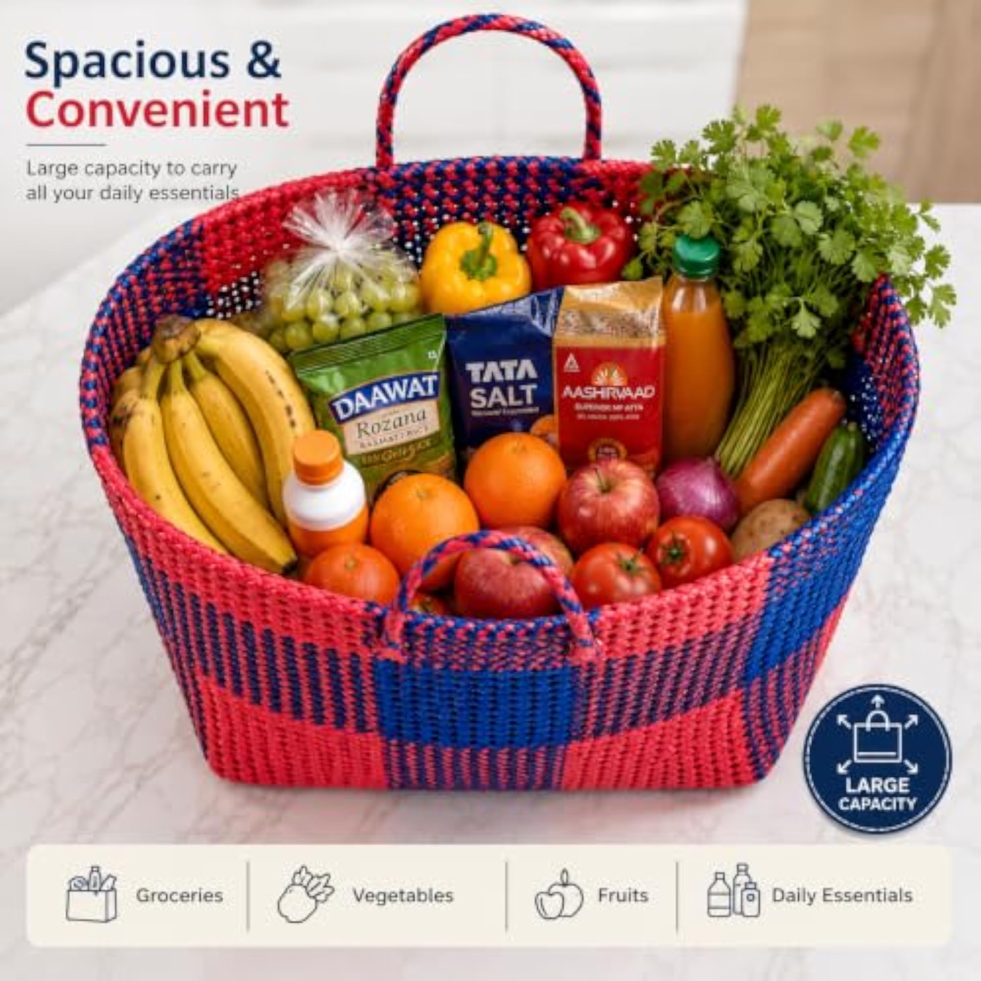 Handwoven Plastic Shopping Tote Bag