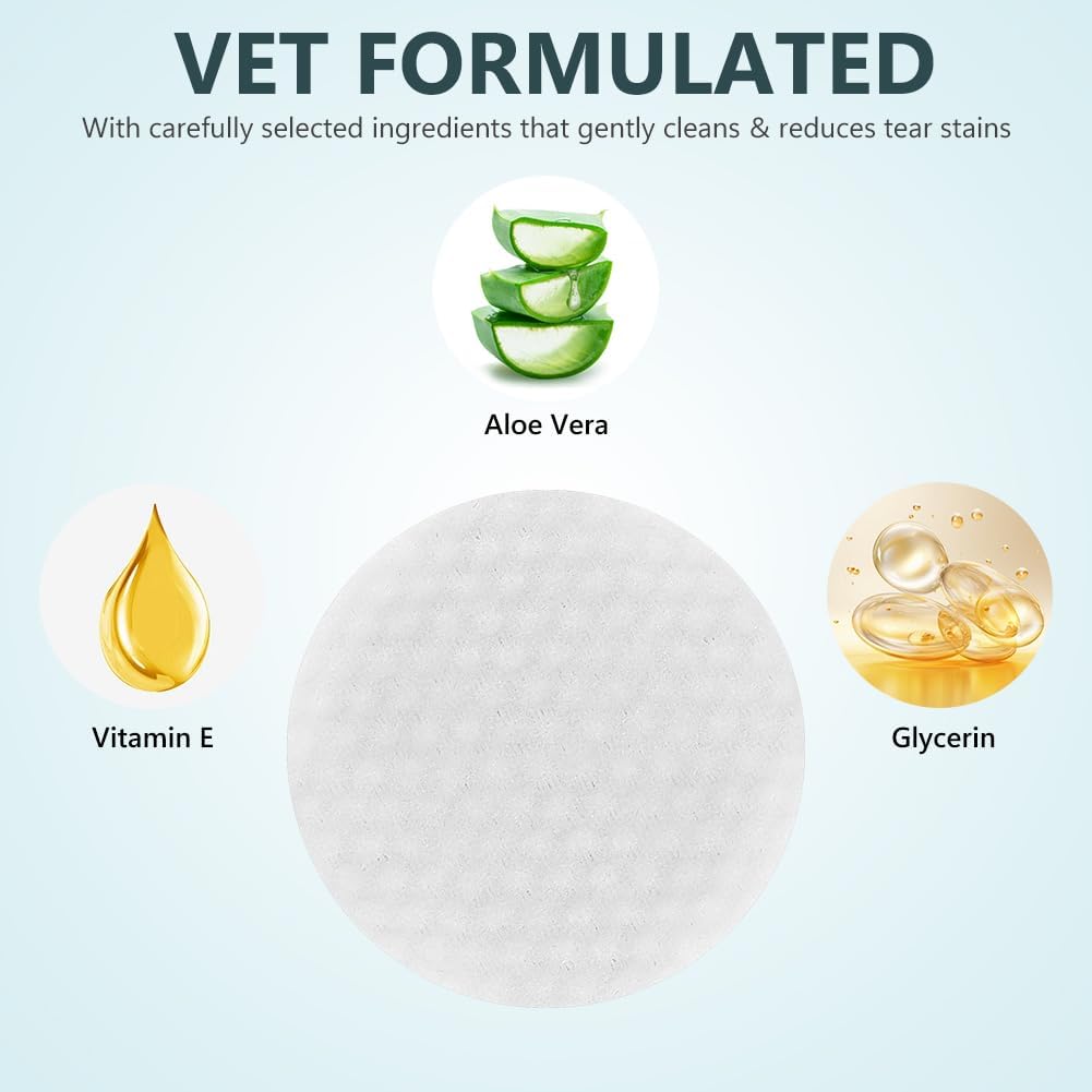 AOMIG Dog Eye Wipes for Discharge and Crust, Tear Stain Remover for Dogs, Gently Pet Wipes for Cats Eye Cleaner, Pet Wipers for Remove Eyes Debris Mucus Gunk, Puppy Ear Face Cleansing Pads 200ct