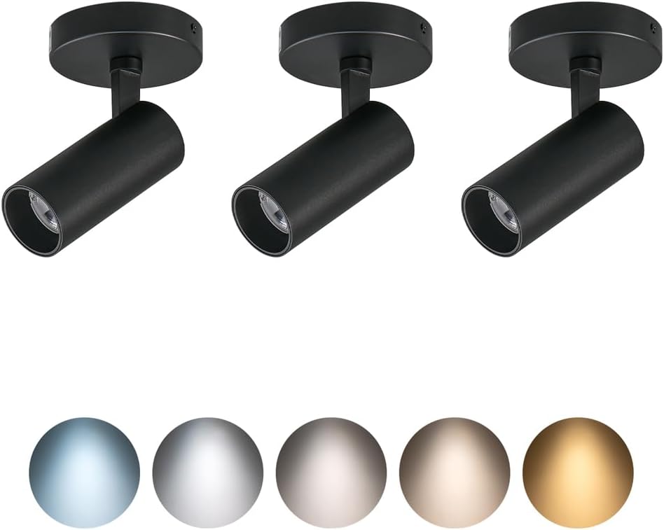 12W Led Spot Light Indoor Dimmable 5CCT 2700K-6000K Selectable,and Square Led Recessed Light 11 inch Dimmable with Junction Box, 3CCT 3000K/4000K/6000K Selectable, CRI90+ 2160LM 24W 1 Pack