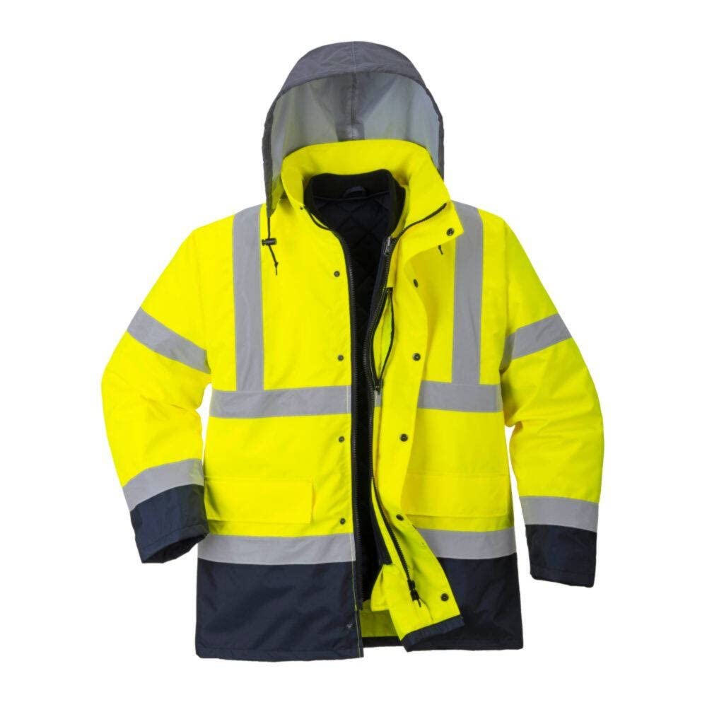 Portwest S471 Giacca Traffico Alta Visibilità, 4 in 1 Bicolor, Giallo/Navy, XXXL