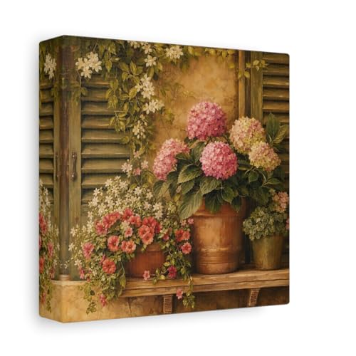 Toile canvas hortensia rose avec châssis de 3 cm de qualité supérieure
