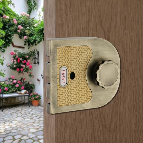 Image of LAPO XL Rim Lock | Antique Brass Finish Heavy Duty Deadbolt Lock | Ideal for Wooden, Sliding & Double Doors | Compatible with Left & Right Inside Opening | 4 Brass Keys | 3-Year Warranty