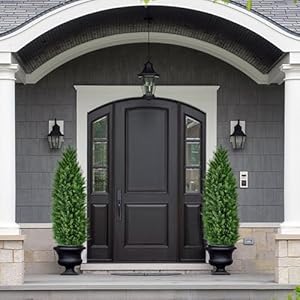 Artificial Cedar Tree 34 Foot Outdoor Artificial UV Protected Shrub Potted Plant Lifelike Fake Pruned Cypress Tree 2 Pack of Artificial Shrub Plants for Decorating Indoors or Outdoors 40 inches