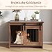 COSTWAY Hundekäfig Möbel, Hundebox für Zuhause, Hundehütte mit Schiebetür, Haustierkäfig aus Metall Holz, Beistelltisch modern, Indoor, für kleine & mittelgroße Hunde, 80 x 60 x 60 cm (Braun)