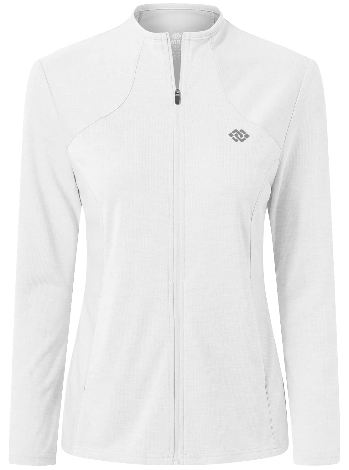 MoFiz Chaqueta Deportiva Mujer Sudadera Ligera de Manga Larga Transpirable con Cremallera Completa Cuello Redondo sin Capucha Running Fitness Yoga - 2