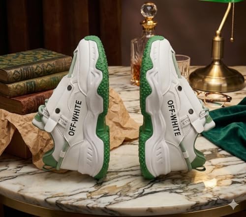 Image of Men's Chunky Sneakers, Faux Leather Upper, Lace-up, Round Toe, Streetwear Style, Casual Wear