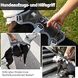 Huntboo Hunde Sicherheitsgeschirr, Sicherheitsgeschirr für Hunde, Vollständig Reflektierendes Geschirr mit Gepolstertem Griff, Wasserdicht, Verstellbare Weste (Schwarz, M)