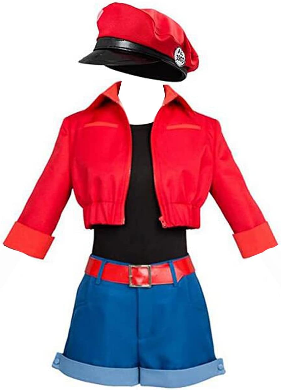 Poetic Walk Anime Womens Costume Red Uniform Hat Suit Cosplay Halloween Carnival Outfit