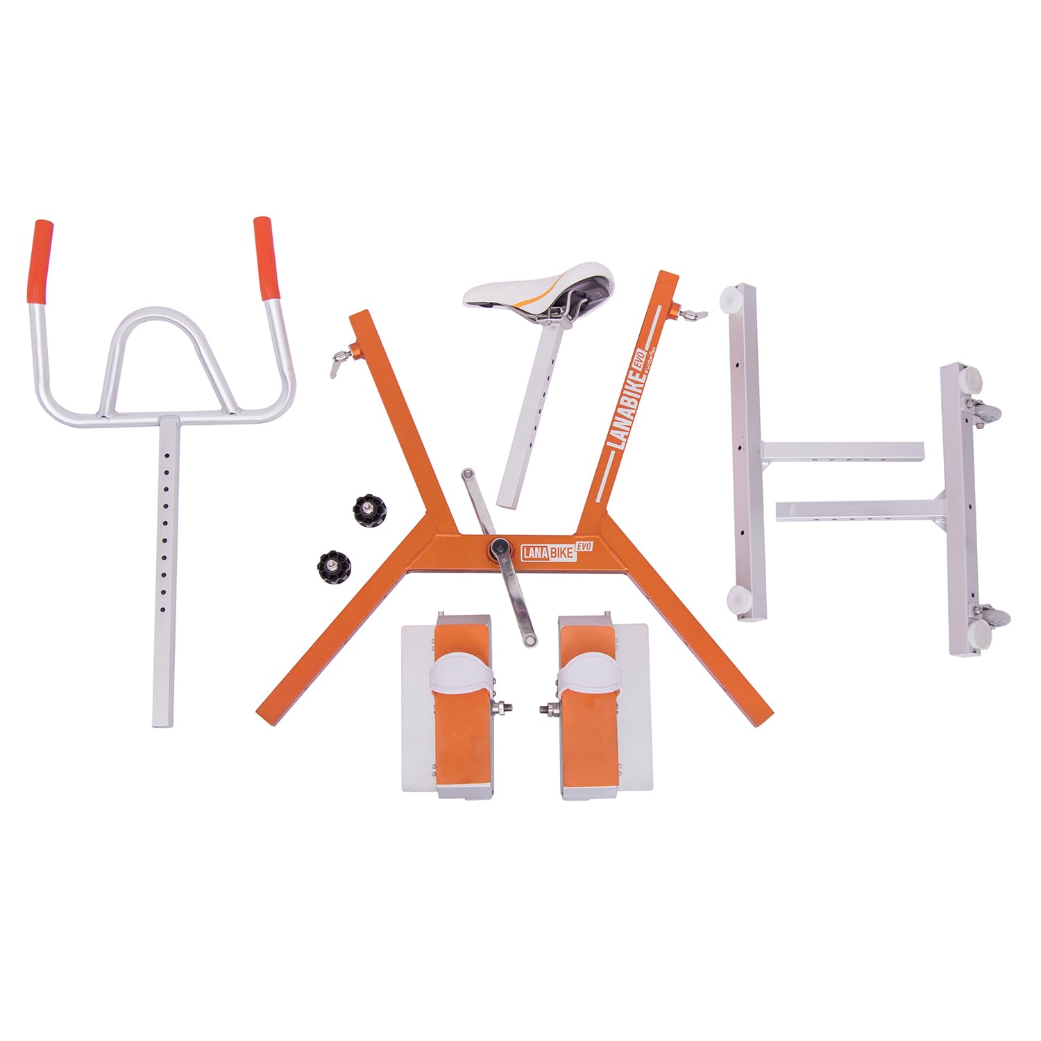 Aquabike Lanabike - Vélo Aquatique pour Piscine - Tout Bassin - Selle Ergonomique - Guidon Sport - Pédales Antidérapantes - Réglages Click & Turn - Orange - Waterflex, Large, (WX-LANA2-OR)