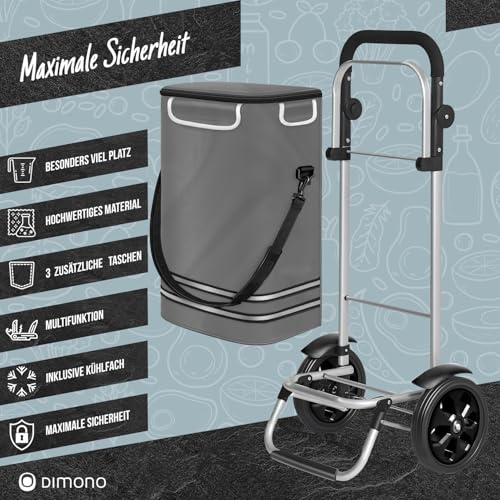 Dimono® Einkaufstrolley Klappbarer 3 in1 Trolley zum Einkaufen; 56 Liter inkl. Kühlfach; Transportwagen Shopping-Trolley Einkaufswagen Einkaufstasche (Grau) – Bild 3