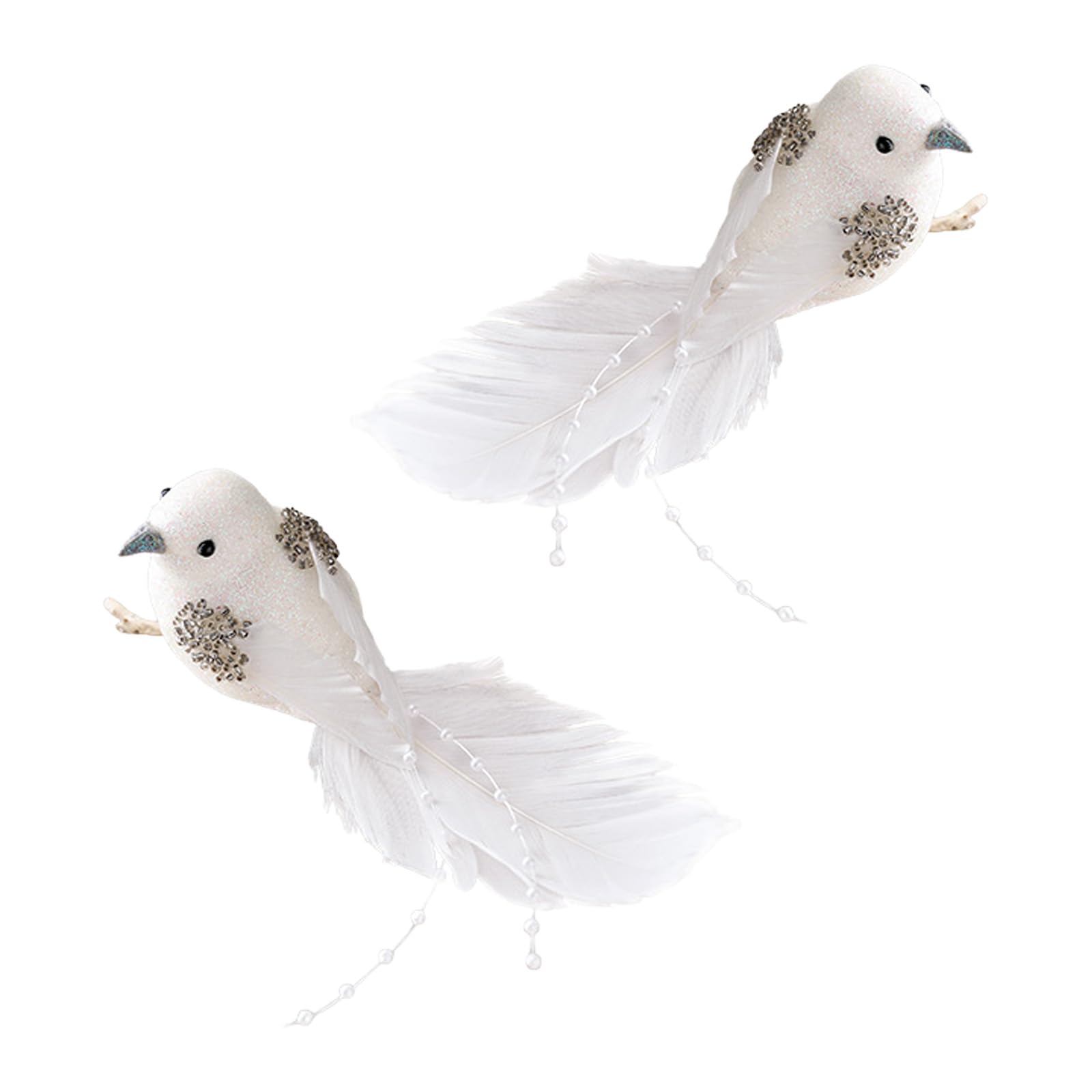 Kalttoy B Of Frosted White Ird Decorations For Holiday Wreath Making Feathered Christmas Tree Ornaments Party Sturdy Christmas Hanging Irds