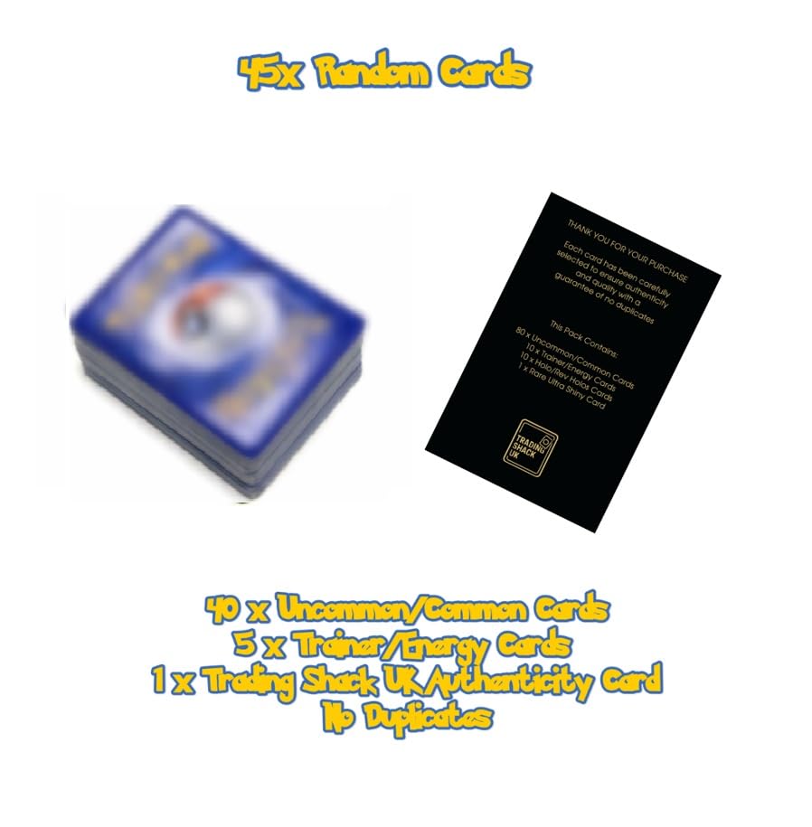 Ultimate 50 Card Bundle, Guaranteed 5 Holos Plus Trading Shack UK Card Compatible with Pokemon TCG - Image 3