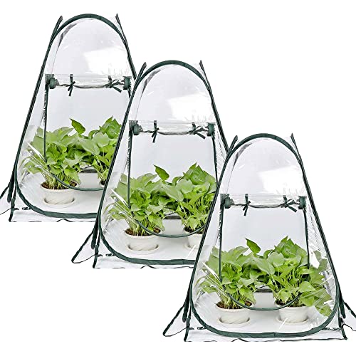 Porayhut Pop Up Greenhouse Cover,Pack of 3 Pcs,Flower House Mini Gardening Plant Flower Sunshine...